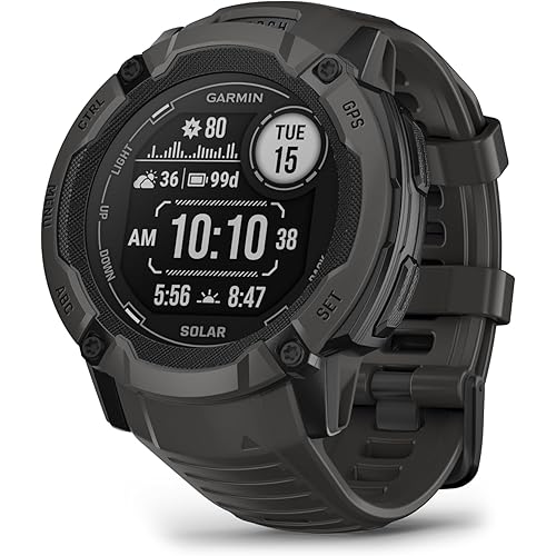 Garmin Instinct 2X Solar, Rugged GPS Smartwatch, Built-in Flashlight, Solar Charging Capability, Multi-Band GNSS, Graphite (Renewed)