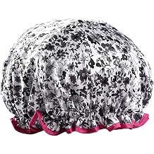 GLADFRESIT 1 Piece Shower Cap Reusable Bath Cap, Double Thickening Waterproof Shower CapFlower