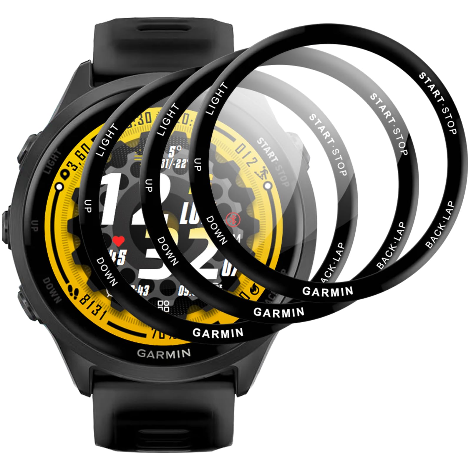 IQShield Screen Protector for Garmin Forerunner 570 42mm, Anti-Scrach Protective Film, 3D Full Coverage, Bubble-Free, Touch Sensitive, Ultra Clear Tempered Glass - 3 Pack