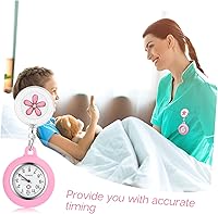 Vista 5 de Reloj de solapa para enfermera - Reloj retráctil con clip con bonito diseño de flores para médicos