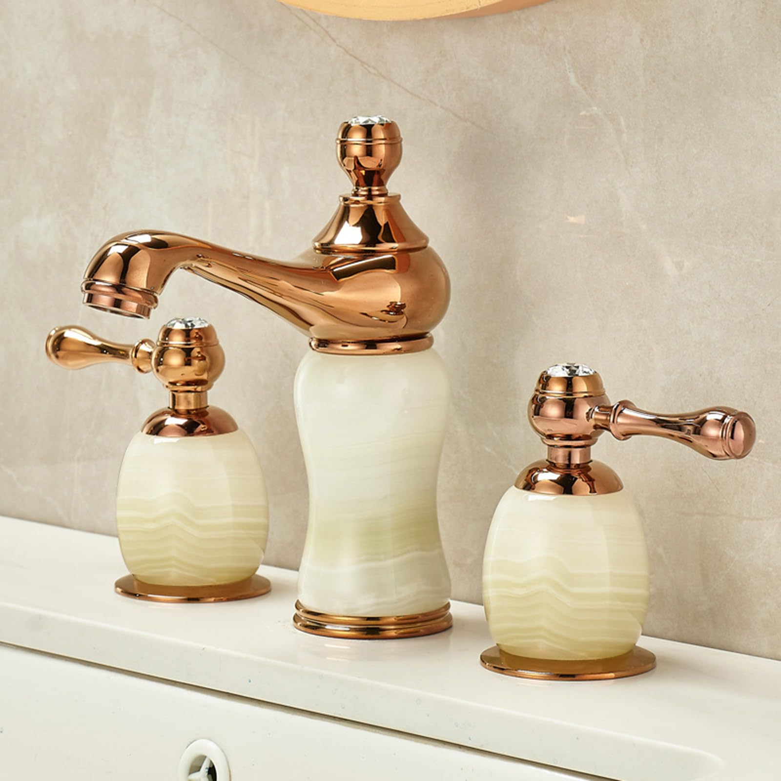 Robinet de lavabo vintage or rose anti-fuite mélangeur double commande