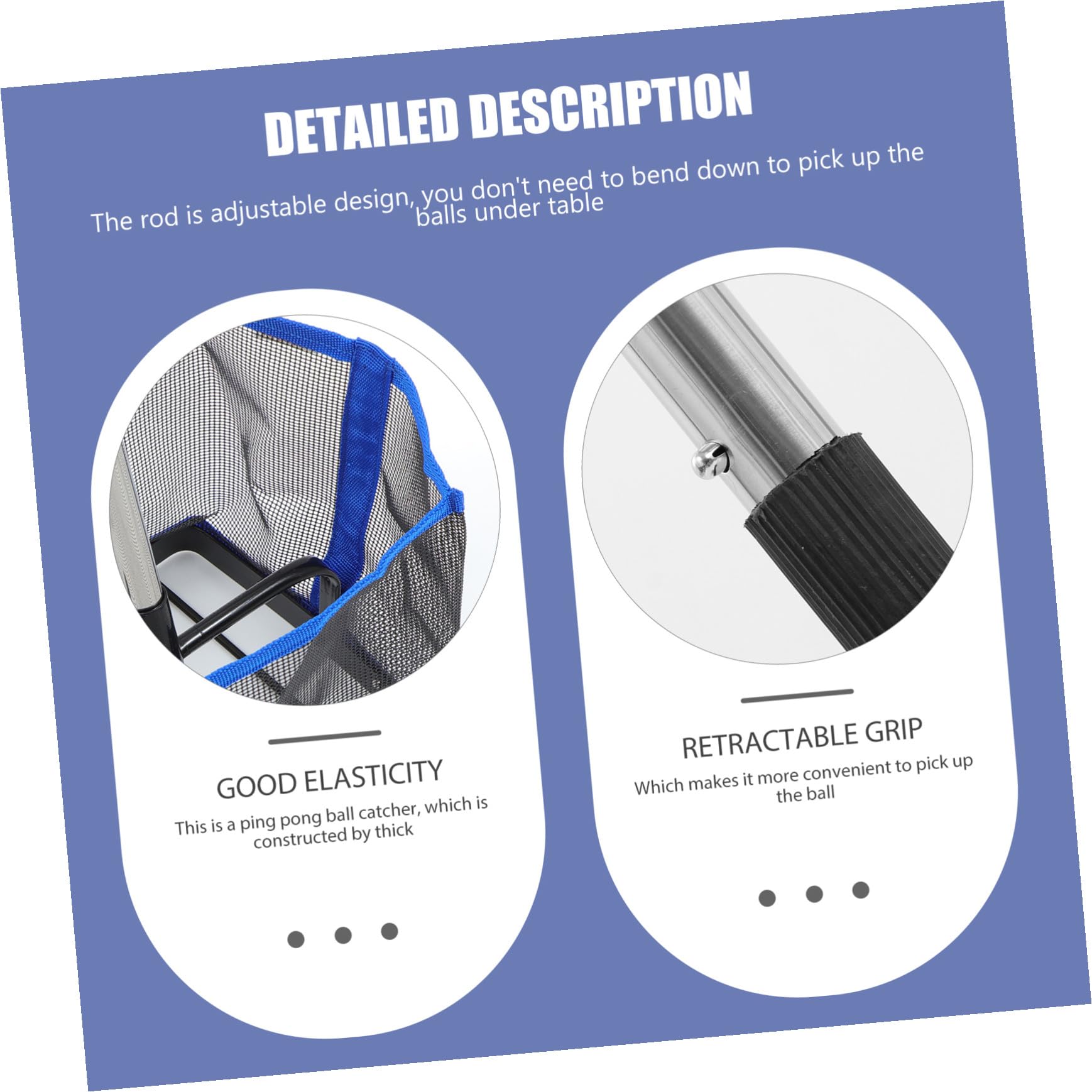 Recogedor de Balones de Tenis de Mesa de Nylon Diseño Ajustable y Fácil Almacenamiento para Entrenamiento y Partidos de Tenis de Mesa
