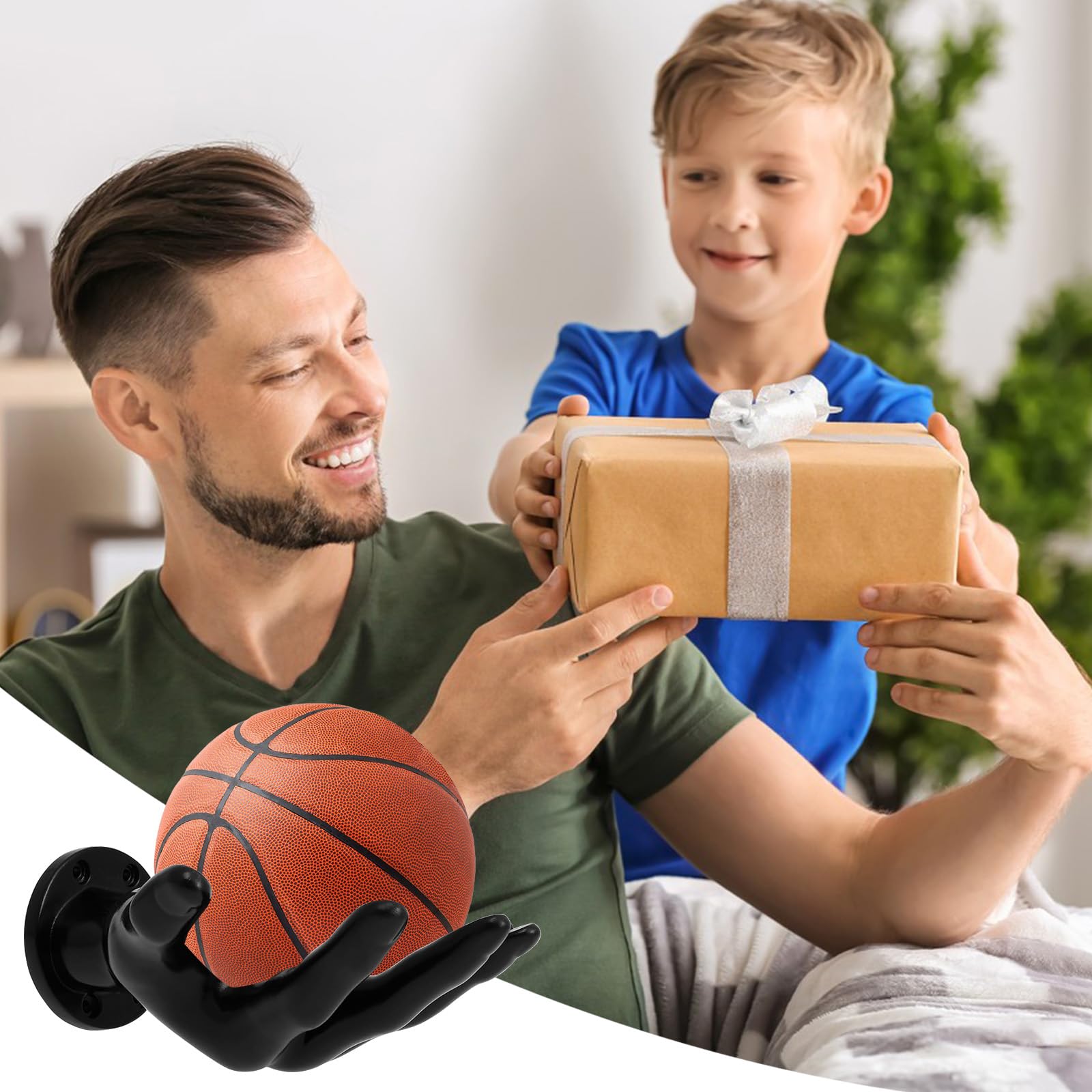 Supporto da Parete a Mano per Palline, Supporto da Parete per Palline Sportive e per il Tempo Libero – Basket, Calcio, Pallavolo, Golf e Palla da Tennis, Ripiano Decorativo per Chiavi E