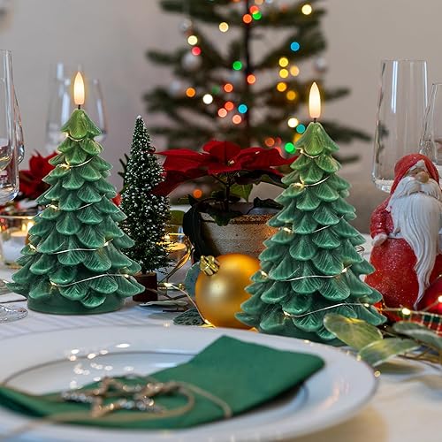 Miniatura 5 de DRomance Guirnalda de velas sin llama para árbol de Navidad con control remoto de 11 teclas y temporizador, paquete de 2 velas LED parpadeantes de