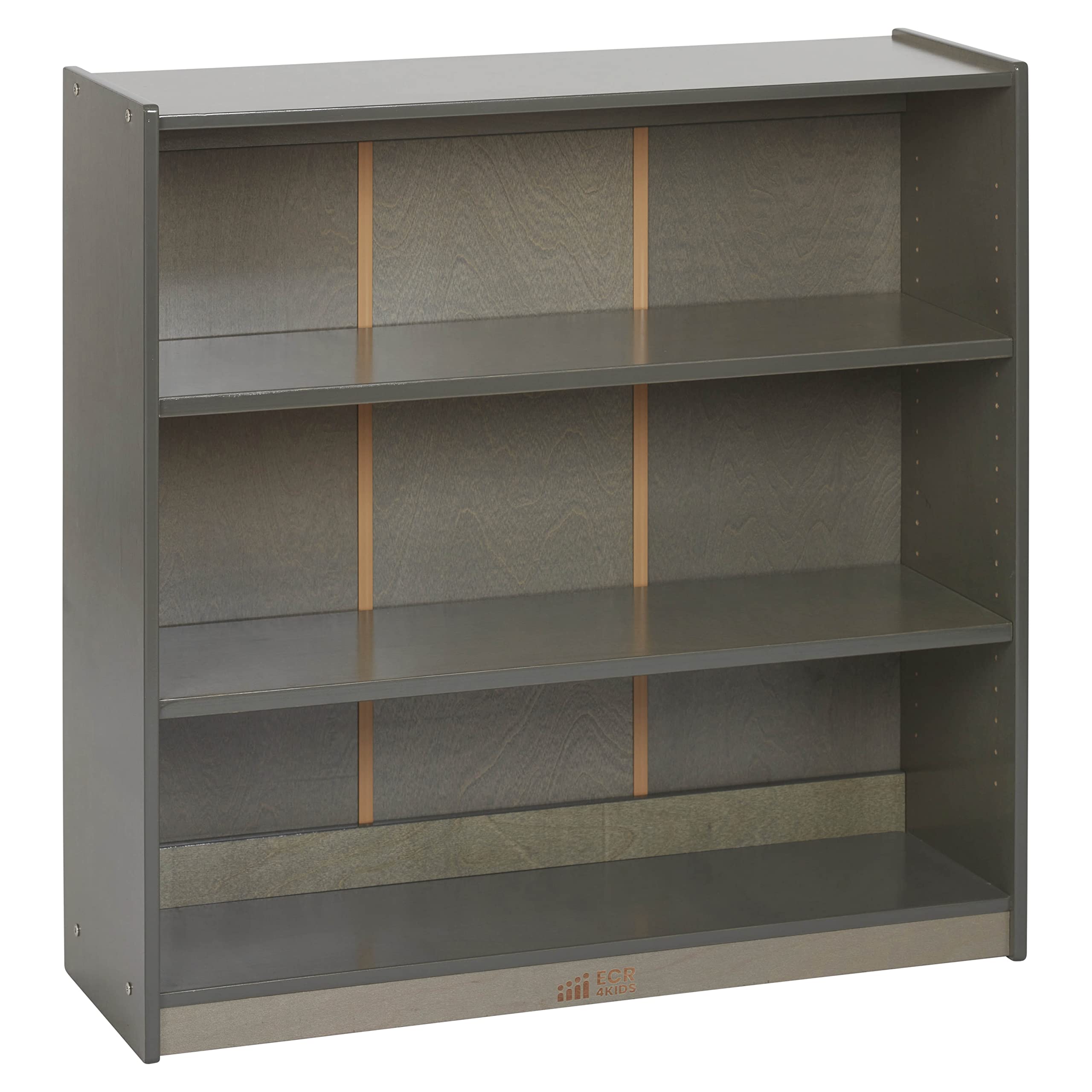 ECR4Kids 3-Shelf Wooden Bookcase, Adjustable Shelves, 36in H, Grey Wash