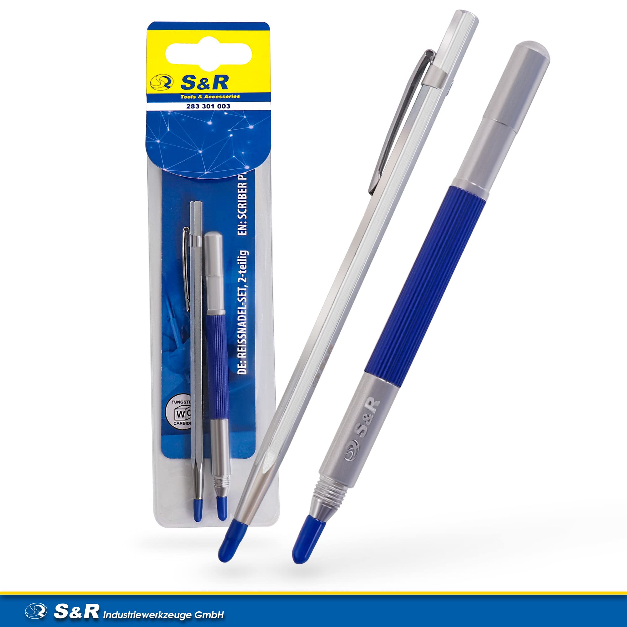 S&R Scriber Tool Penna Incisione Punzone Incisore per Metallo Legno Ceramica Vetro Acciaio. Set 2 Scriber x Falegnameria Modellismo e Bricolage