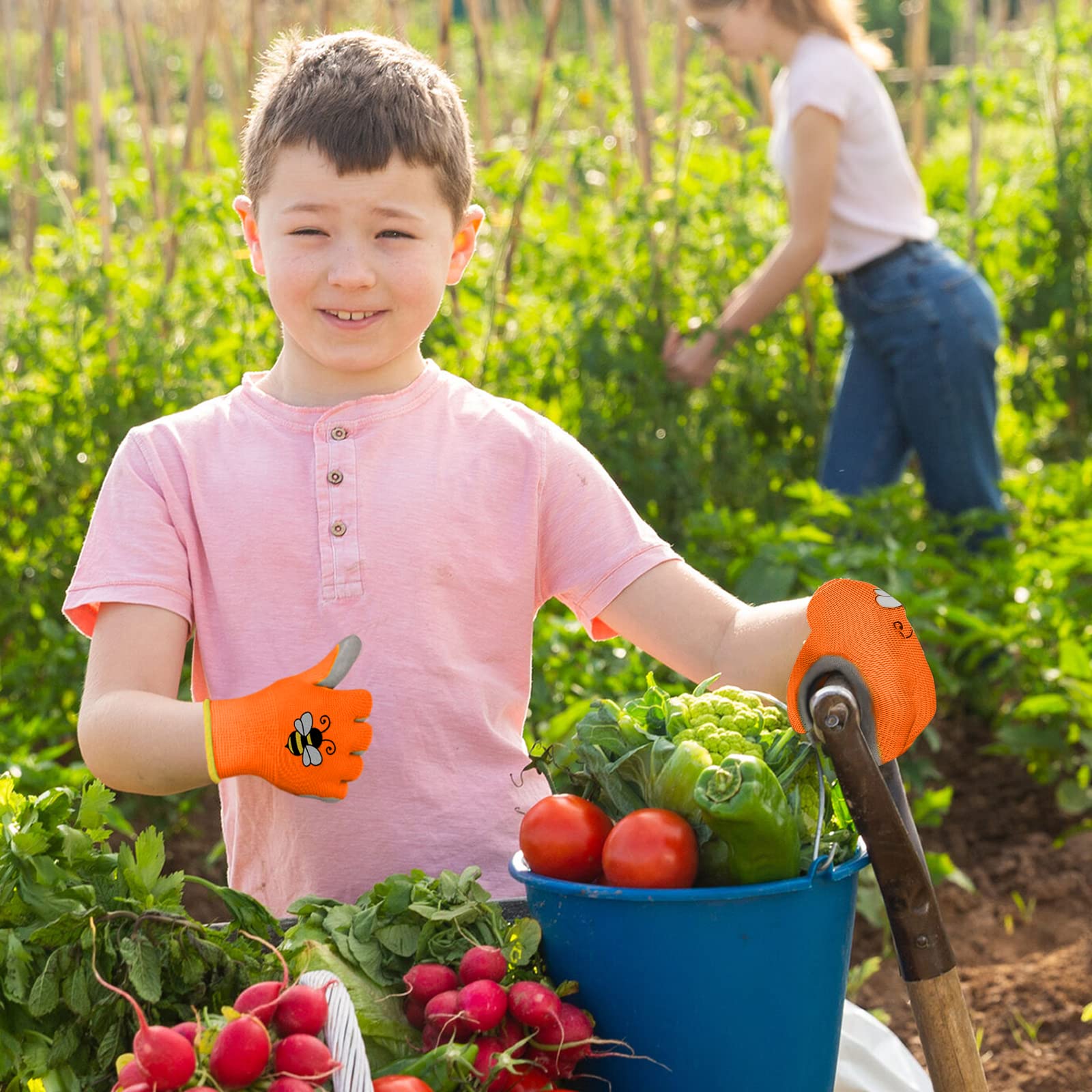 Hikyskin 12 pares de guantes de jardinería para niños, guantes de trabajo con revestimiento de goma, guantes de jardín para niñas, niños y jóvenes al aire última intervensión
