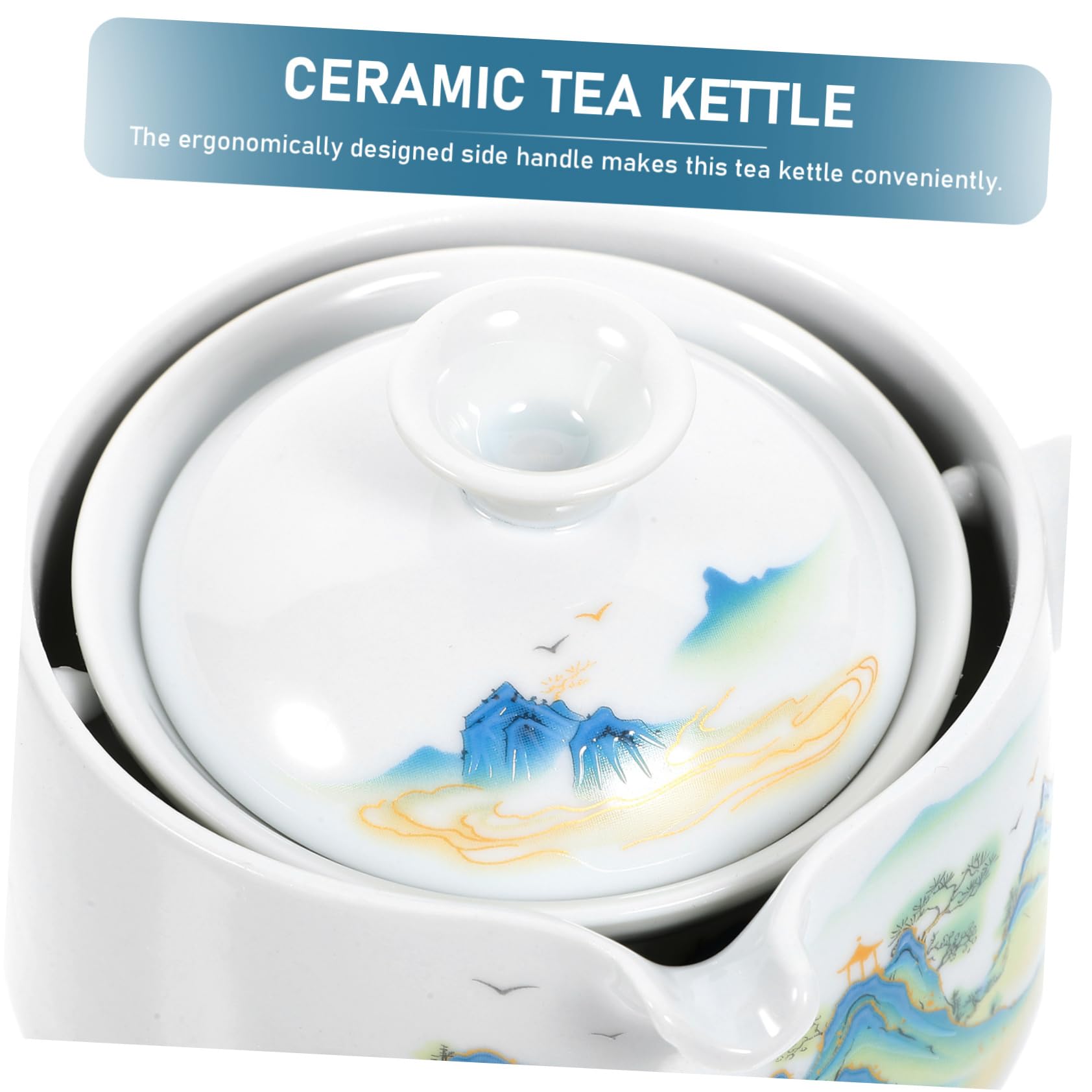 MAGICLULU 3piezas Tetera De Cerámica Asa Lateral Diseño Rotativo Para Infusión De Té Para Hogar y Oficina Duradera y Fácil De Limpiar