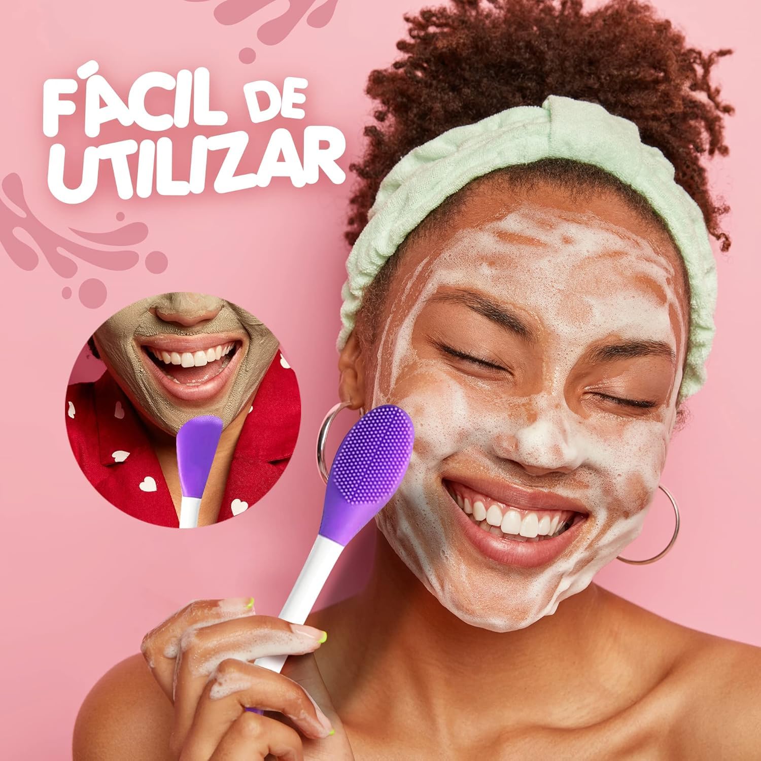 G.FIDEL 2-in-1 Facial Exfoliating Brush with Silicone Spatula & Soft Bristles – Deep Pore Cleansing & Gentle Face Scrub Tool for Women & Men – Double Sided Skin Care Tool (Purple) 1