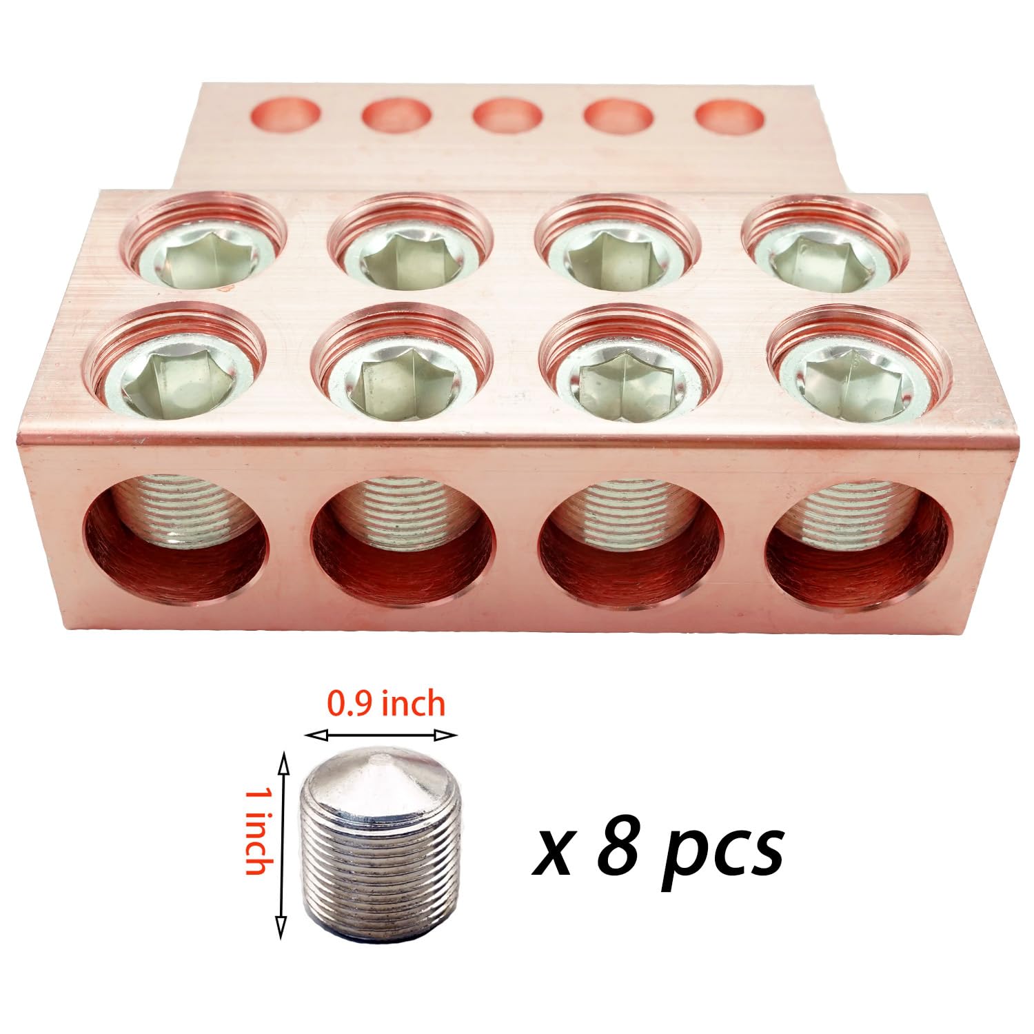 Terminal Mechanical Lug,Copper Plated Aluminum Cable Connector with 4 Conductors 10 Holes,Wires Range 600kcmil-2