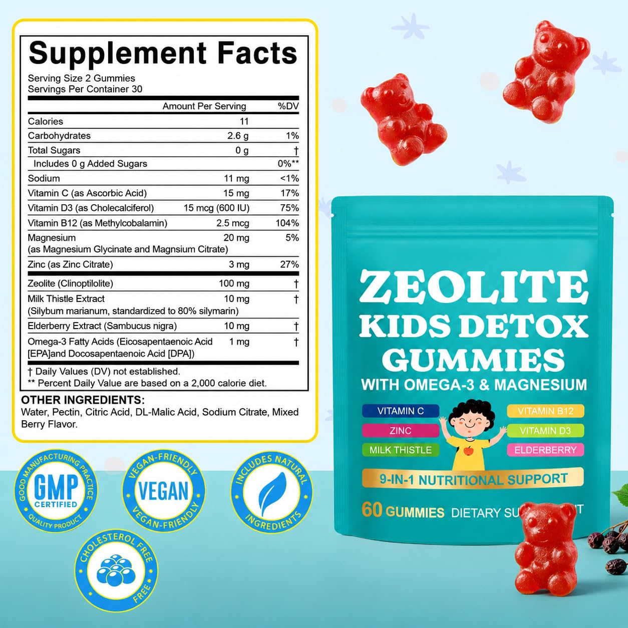 Zeolite Kids Gummies, Mixed Berry, Sugar Free, 60 Gummies — Amazon image 8