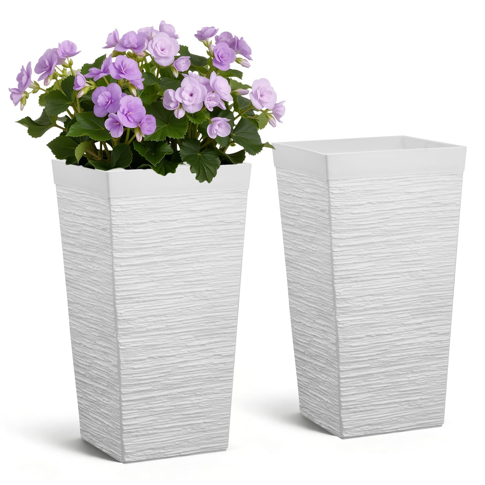 VEVOR Tall White Planters Set