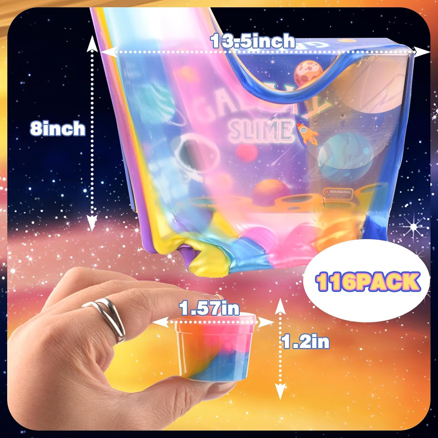 Galaxy Slime Party Favors for Kids – 116 Pack Colorful Slime Toys, Goodie Bag Stuffers, Birthday Party Supplies, Classroom Rewards, Stocking Stuffers for Boys & Girls