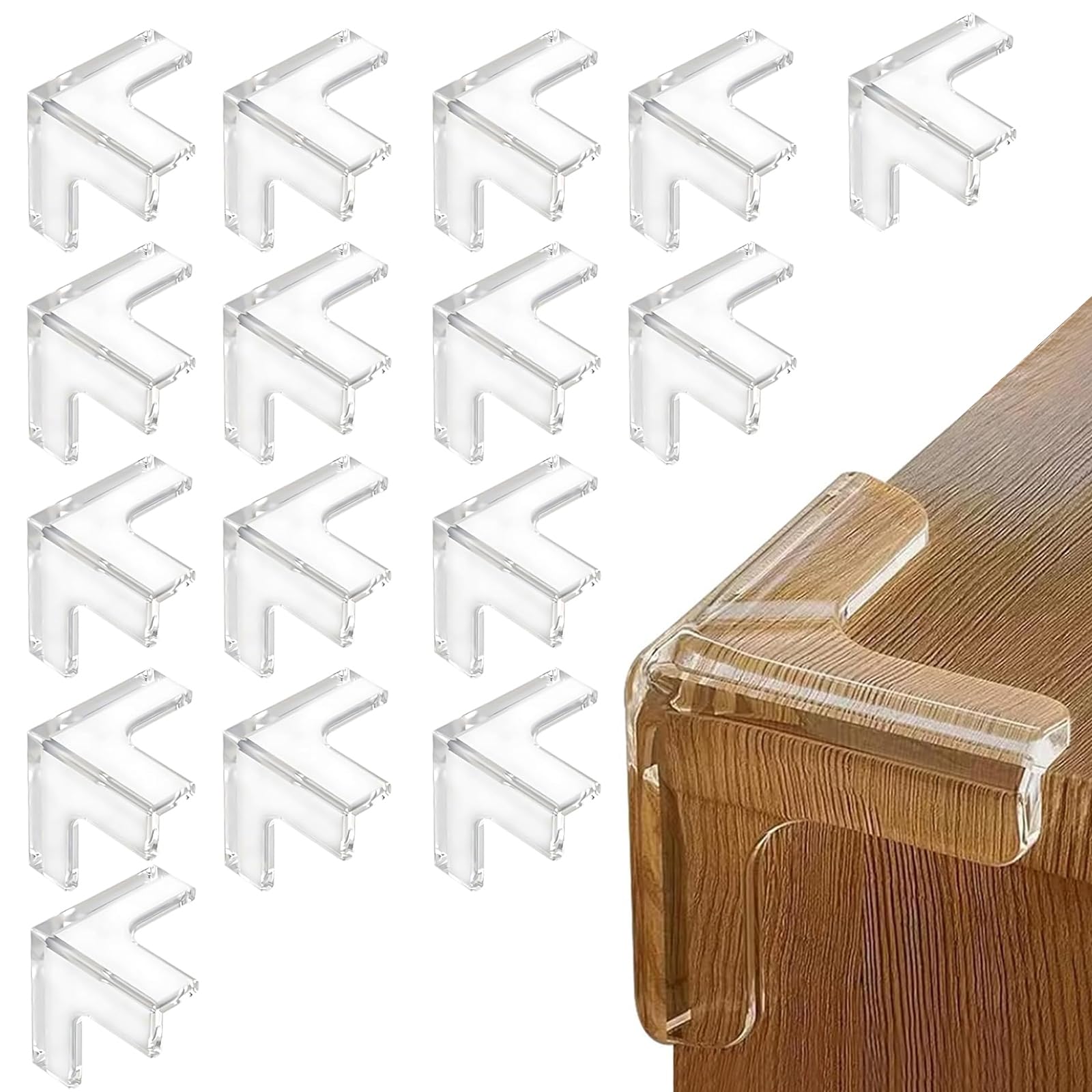 HoneyHolly Kantenschutz Baby, 16 Stück Weich, Eckenschutz Baby Kantenschutz Selbstklebend, Transparent Extra Starker Klebstoff, Eckenschutz für Schreibtisch, Kinderbett Esstisch (16T)