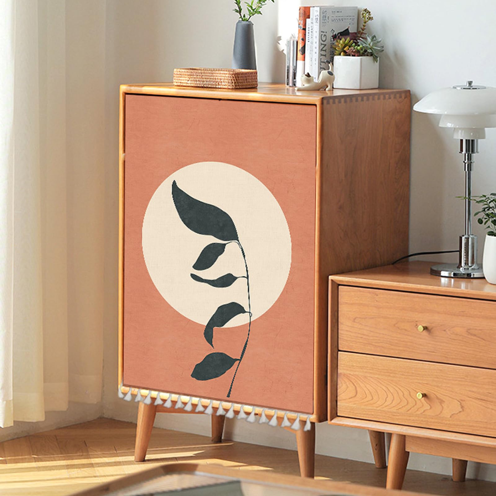 Enigmaire Rideau Meuble Cuisine,Rideaux Armoire pour Armoire De Cuisine,Rideau D'Armoire à Chaussures,Auto-AdhéSif,Non PerçAge,Souple