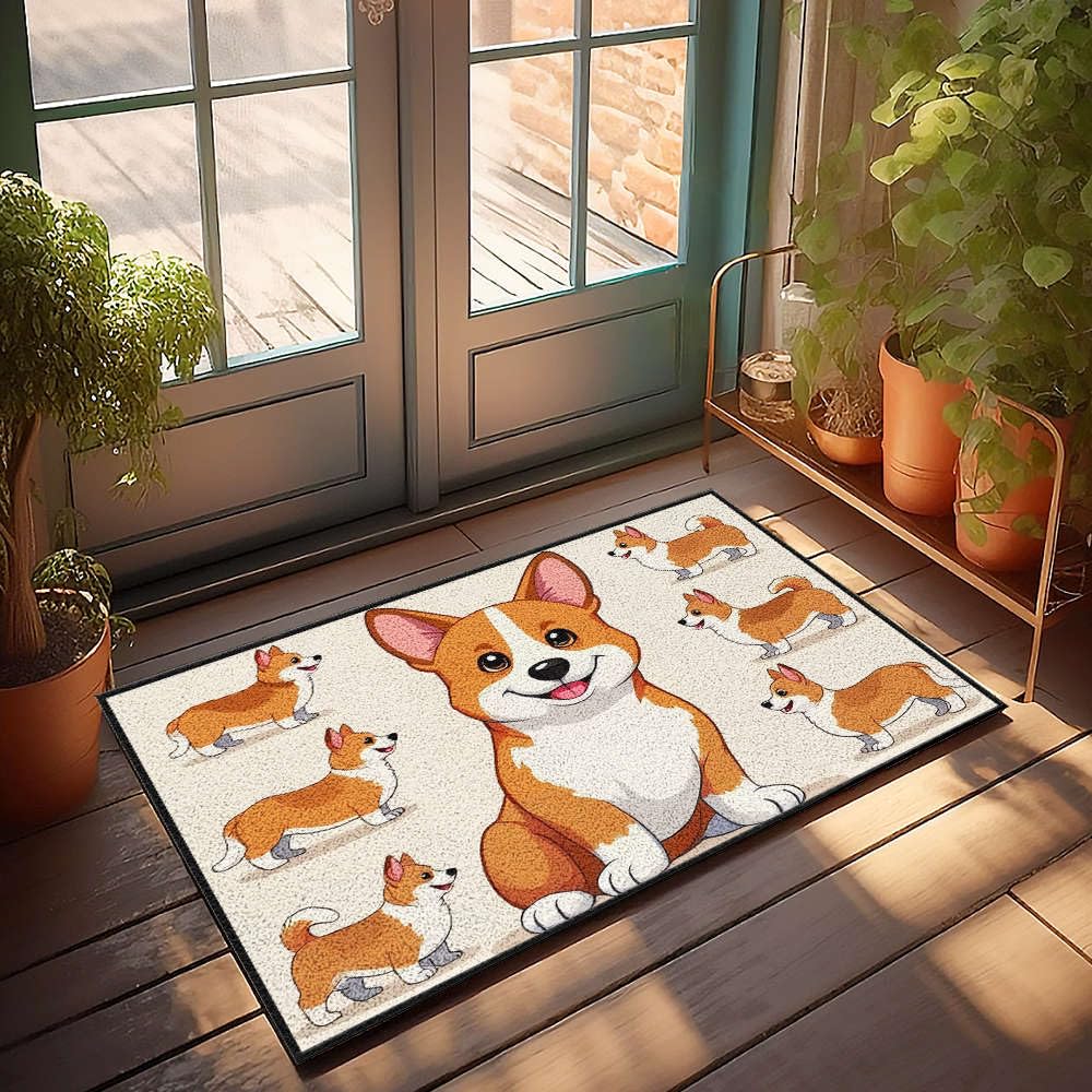 Paillasson Welcome-Ish Corgi mignon grand tapis de sol original 65x90 cm pour entrée