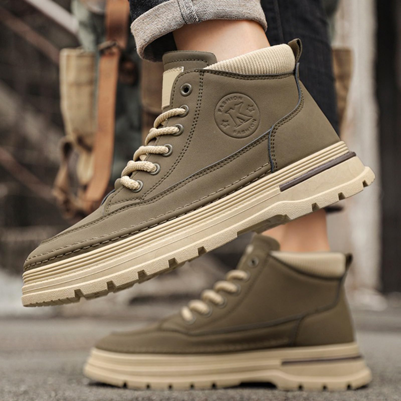 Chaussures de sport pour homme - Semelle épaisse - Baskets d'hiver - Avec