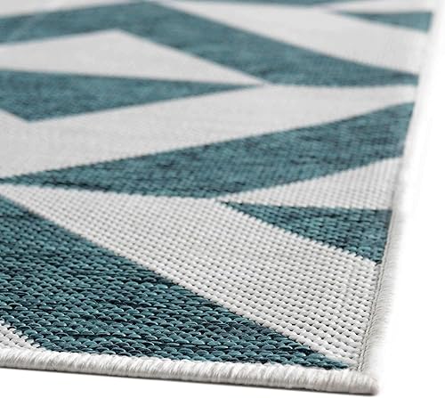 Vista 126 de Unique Loom Unique Loom Outdoor Collection - Alfombra de área - Napa (3 pies 3 pies, redonda, amarillo y aguamarina/amarillo)