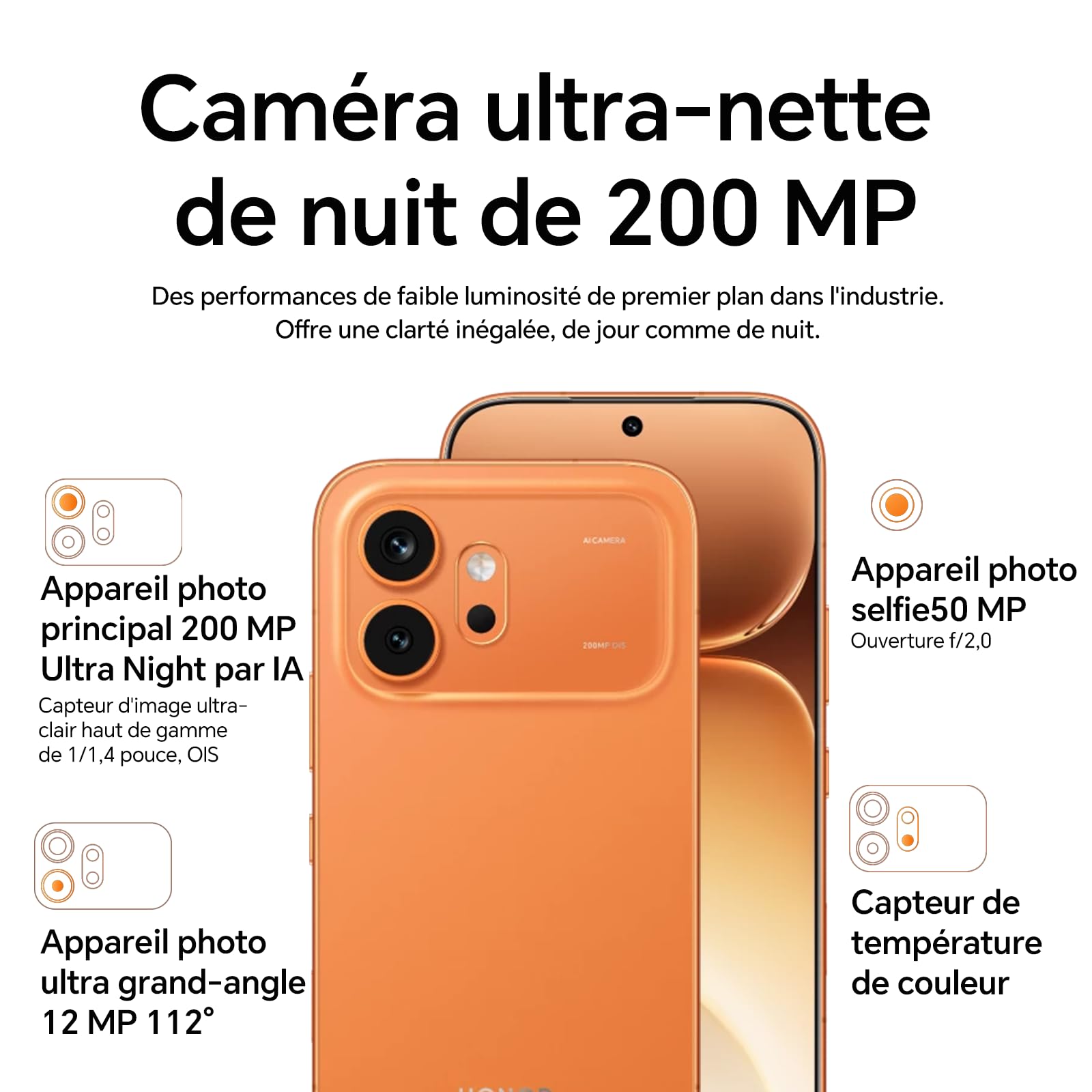 HONOR 600 5G Smartphone Téléphone, 6.57” 120Hz AMOLED Écran, Appareil Photo 200MP, 8+256GB, Batterie 6400mAh, Charge Rapide 80W, IP68/IP69K, Android 16 (Black, 256, GB, 8, Go)