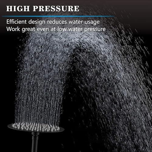 Miniatura 69 de Voolan Cabezal de ducha de lluvia, cabezal de ducha grande de alto flujo hecho de acero inoxidable de metal, cubierta de cuerpo de cascada, soporte