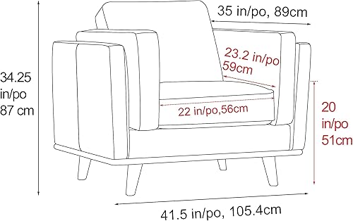 Miniatura 3 de Valencia Artisan - Silla decorativa de cuero completo de 41.5 pulgadas, silla de napa italiana pura, acento de madera maciza, máxima comodidad,