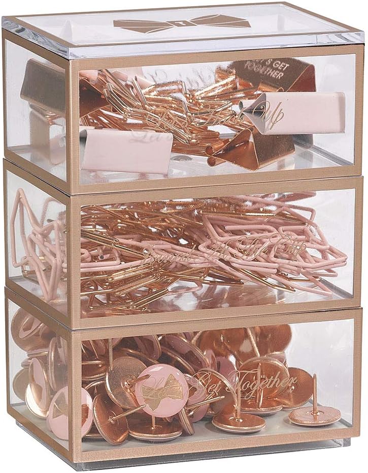 Ted Baker | Stationery Stack | Includes Pins Clips and Paperclips | Three Tiers