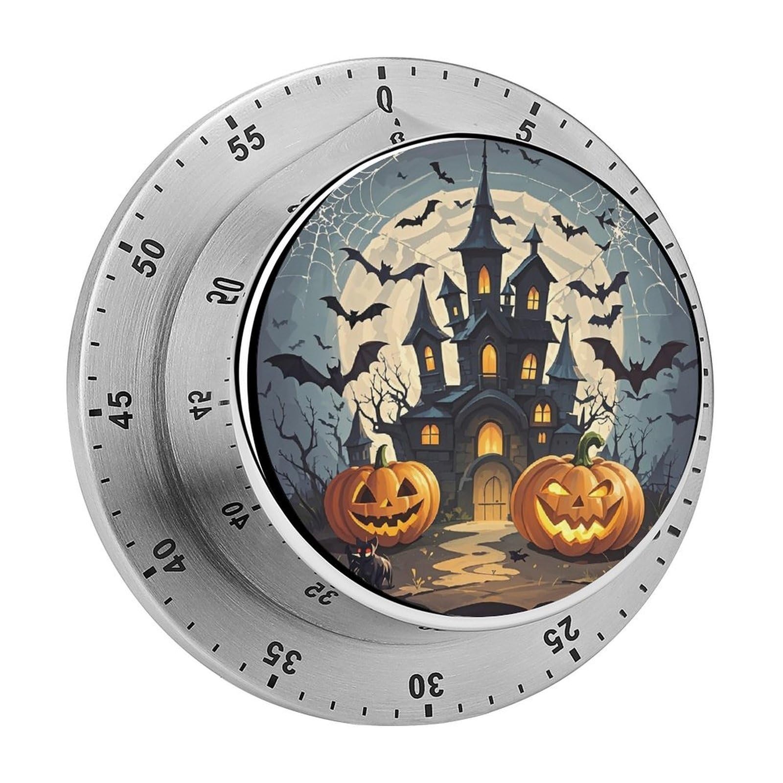 Pumpkin Lantern Castle Timer Fashion Visual Timers Wind Up 60 Minutes Desk Timers Stainless Steel Magnetic Timer Countdown Clock No Batteries Loud Alarm for Kitchen Chef Cooking