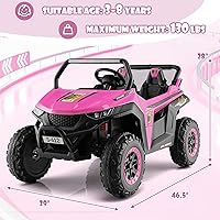 Vista 7 de OLAKIDS Vehículo eléctrico de 2 plazas para niños, UTV de 12 V con control remoto, suspensión de resorte, arranque suave, música Bluetooth FM