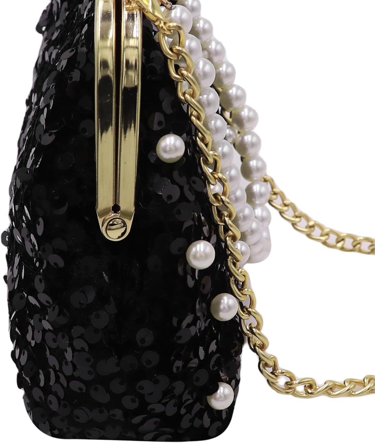 Women Glitter Sequins Evening Clutch with Pearl Handle Shiny Evening Handbag for Women Prom Wedding Party Clutch - Image 9