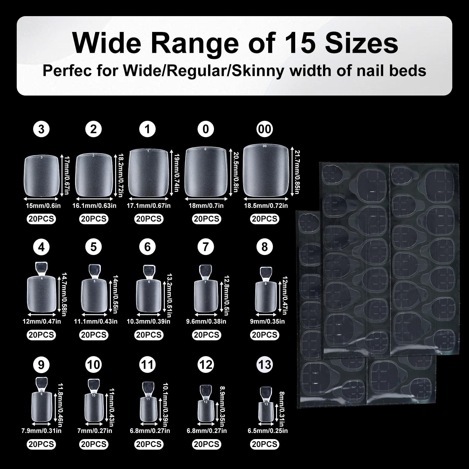 Oruola 300 Pcs Toe Nail Tips,15 Sizes Toe Nail Extensions Tips,Soak Off False Toenails Long for Women Men Wide,Acrylics Fake Toenails for Salon - Image 2