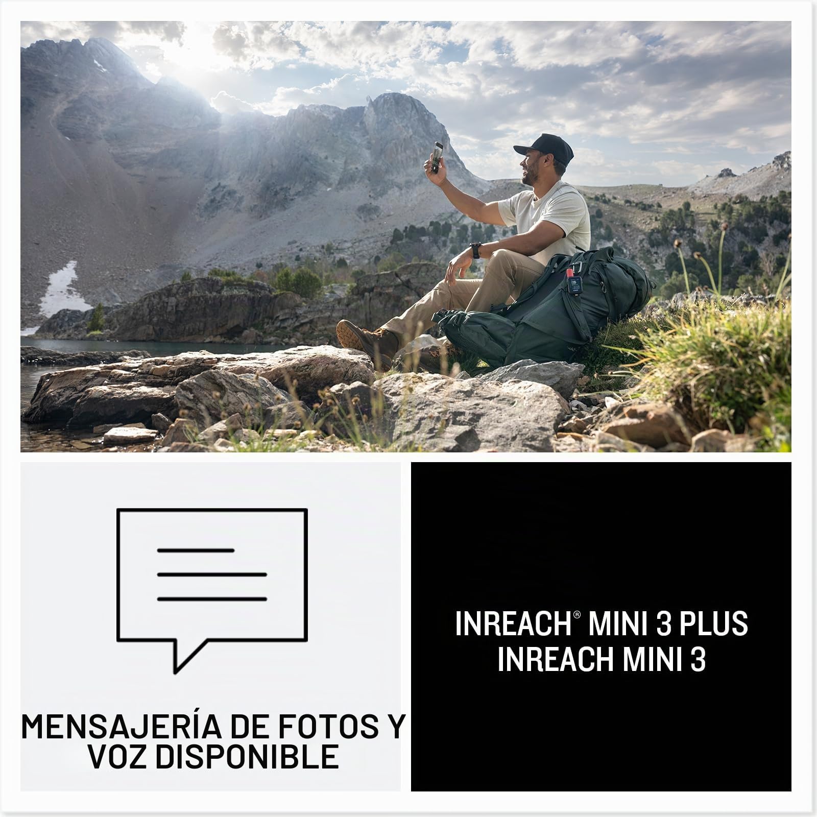 Garmin inReach Mini 3 Plus, Dispositivo Satelital Compacto con GPS, SOS con Pantalla Táctil a Color, Mensajes de Texto, Fotos y Mensajes de Voz vía satélite, LiveTrack, hasta 350 Horas de autonomía