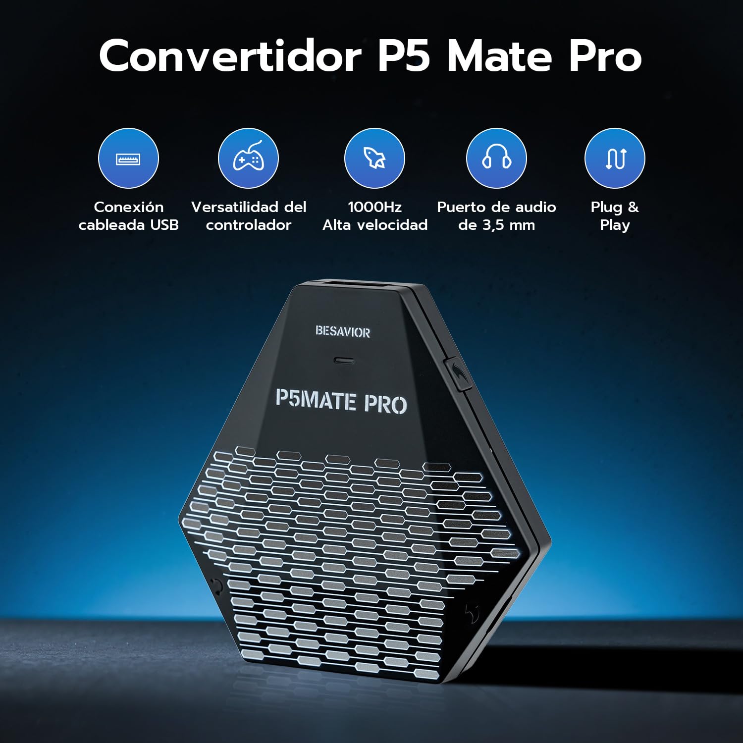 Mcbazel Besavior P5 Mate Pro - Adaptador USB para PS5 Todas Las Versiones, Convertidor de Juegos para PS5/PRO/SLIM, Accesorio Inalámbrico Compatible con Varios Periféricos de Juegos, Baja Latencia