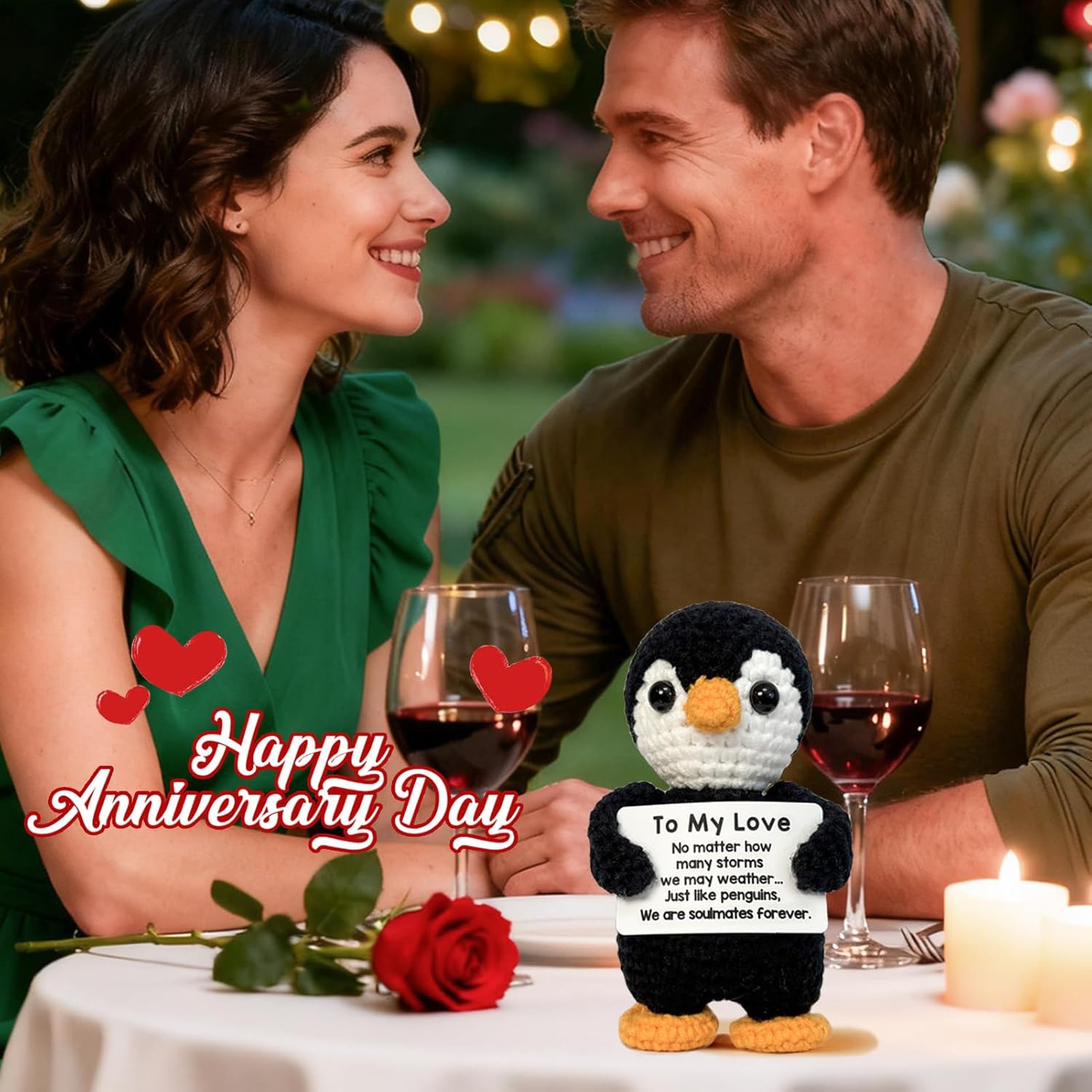 To My Love Handmade Crochet Penguin-Gifts for Him Her Boyfriend Girlfriend Birthday Christmas,Wedding Anniversary Valentines Day Gift for Women Men-Romantic I Love You Gift for Couples Wife Husband - Image 2