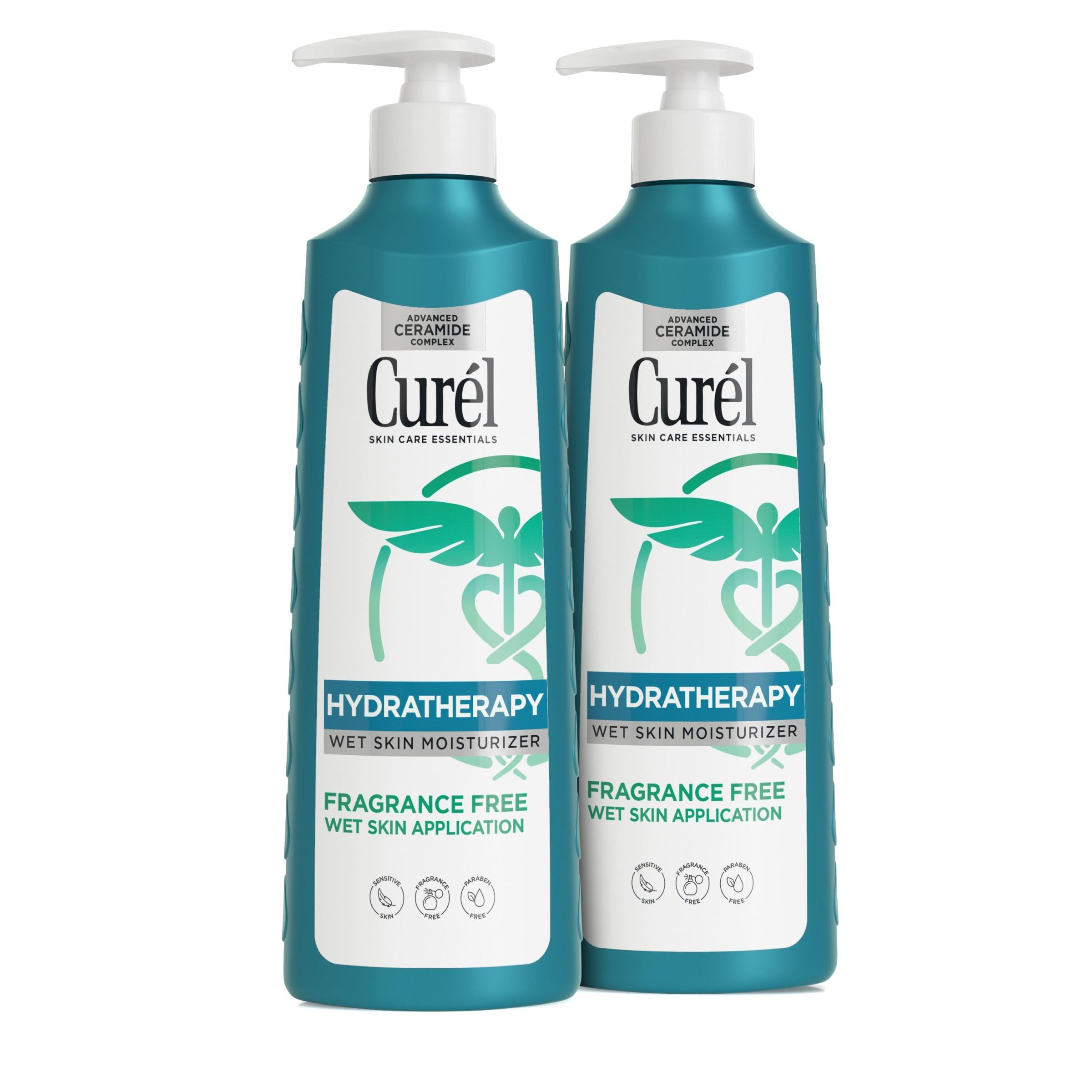 Curel Hydra Therapy In Shower Lotion, Wet Skin Moisturizer for Dry or Extra-dry Skin, with Advanced Ceramide Complex, 12 Oz, Pack of 2