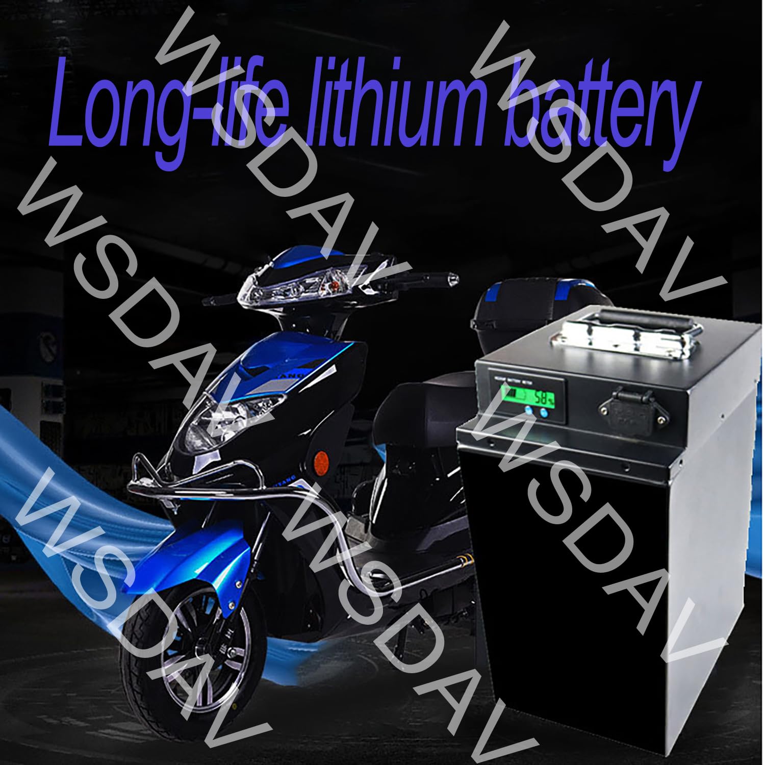 Akumulator litowy 48 V do motocykli elektrycznych i motorowerów (60 V, 42 Ah, 55 Ah, 65 Ah, 80 Ah, 100 Ah, 72 V), wyjmowana bateria zamienna z ładowarką do silników trójkołowych 0-7200 W, 48 V