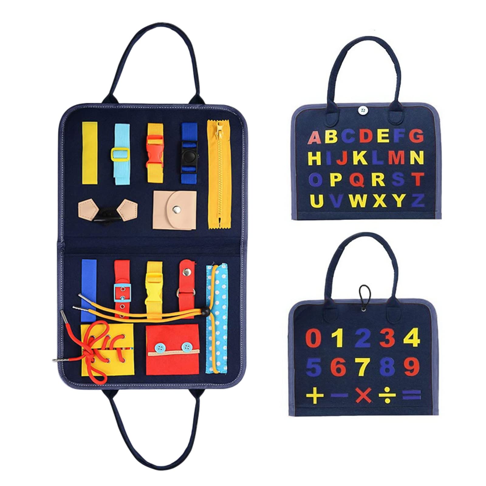 Shuiyuan Toddler Busy Board Sensory Toy Basic Skills Activity Boards Fine Motor Skills Educational Learning Toys Easy Carry Handbag Style Great for Airplane Car Travel