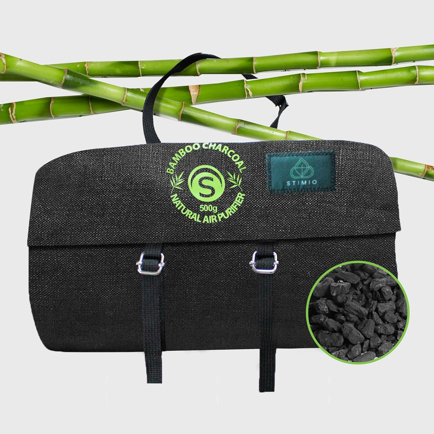 Carbón activado de bambú - Bolsa purificadora de aire purificador de aire para coche - Deshumidificador y ambientador para coche - Eliminador de olores - 2 x 500 g