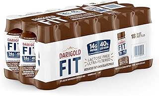 DARIGOLD FIT - Ultra-Filtered, Low Fat, Lactose Free Chocolate Milk - 14g Protein, 40% Less Sugar - 8oz Bottles, 18 Pack