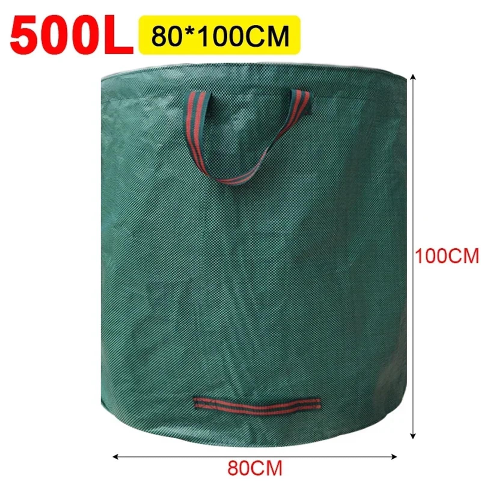 2 pezzi 60-500L Sacco for foglie pieghevole di grande capacità for rifiuti da giardino riutilizzabile for Raccolta Pattumiera for riporre in Per Foglie Erba(500L-80x100cm)