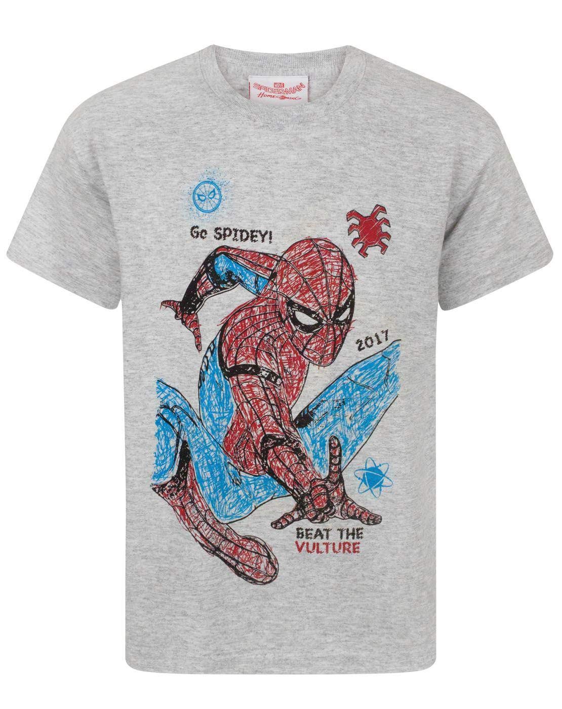 Vanilla Underground Boys Grey Marvel Spider-Man Short Sleeved T-Shirt - 7-8 Years