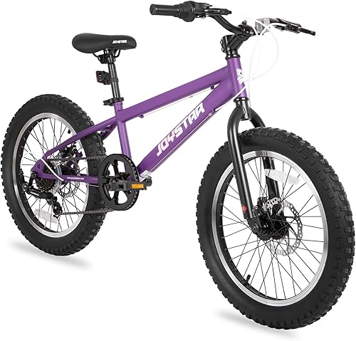 JOYSTAR Bicicleta de montaña de 20 pulgadas para niños de 7 a 12 años, neumáticos Knobby de 3 pulgadas de ancho, transmisión Shimano de 7