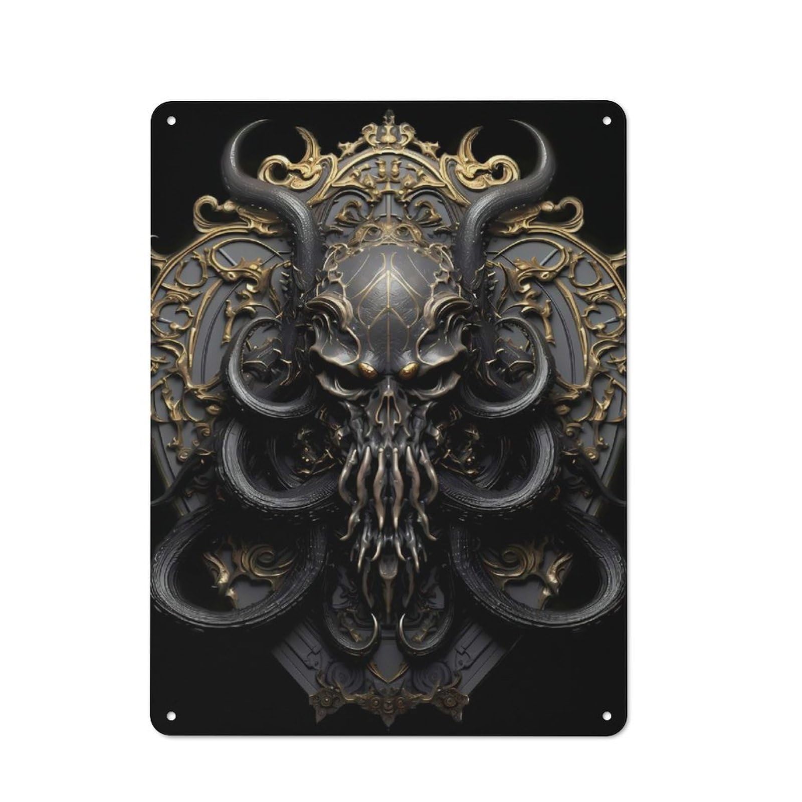 Junmoney Style-18 God Cthulhu Art Deco Printed Metal Sign 40X30cm For Studio Or Craft Room, A New Home Present For Creative-Space Collectors