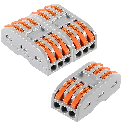 Miniatura 6 de DIANN Conectores de cable de palanca, empalmes en línea de 3 circuitos, conector de cable eléctrico SPL-3, tuercas de palanca, conectores de alambre