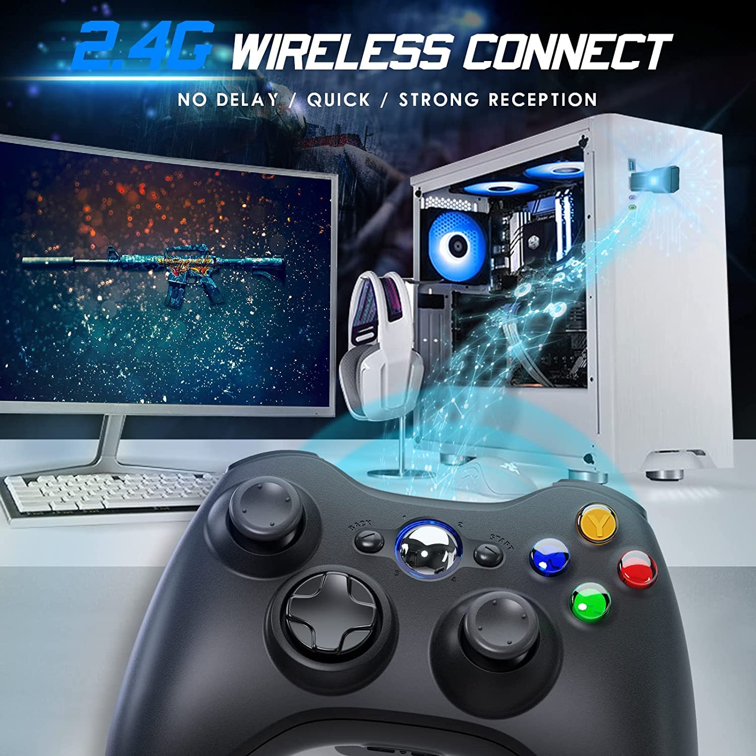 Gamrombo Wireless Controller connected to a PC setup