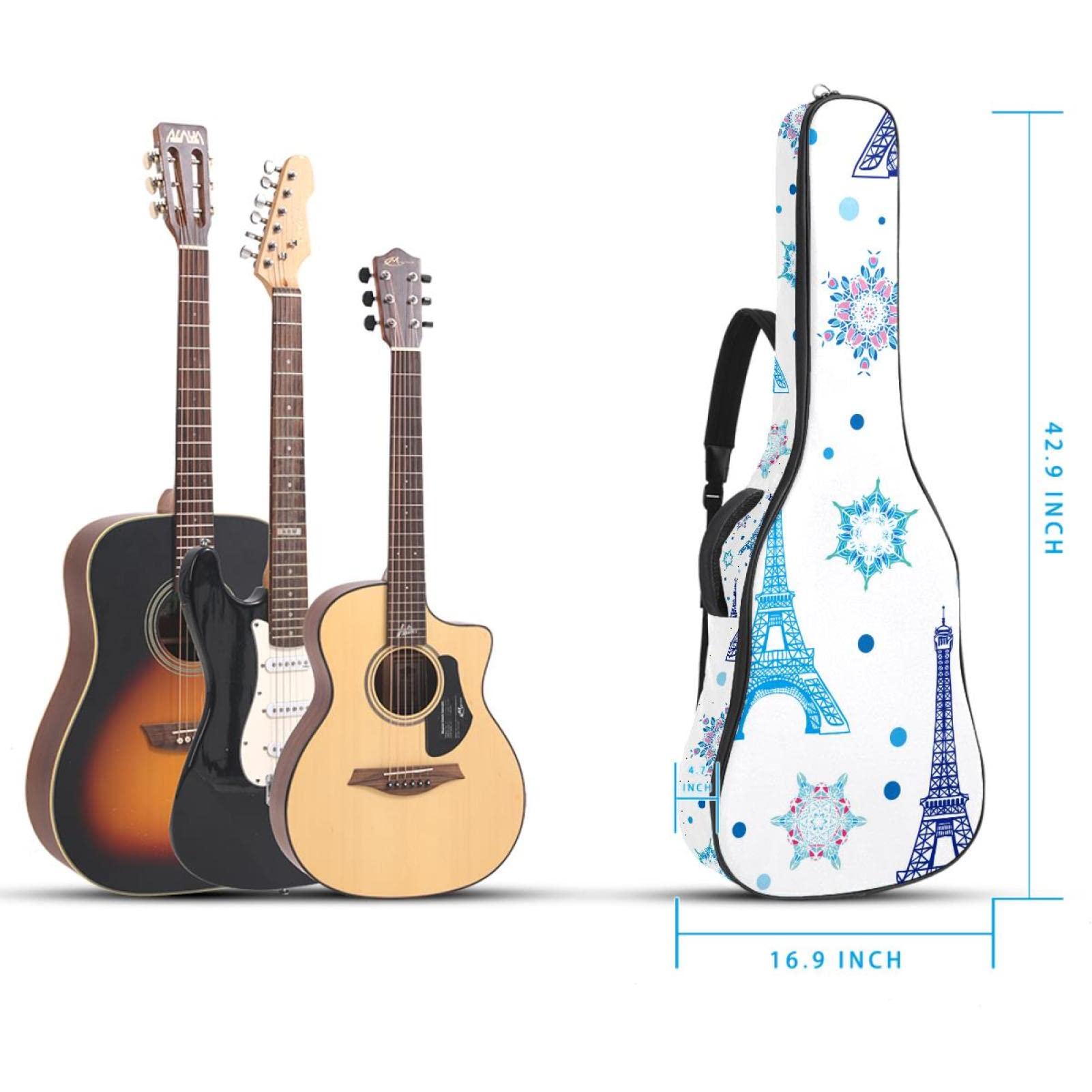 Torba na gitarę akustyczną wodoodporna gitara plecak gruby miękki wyściełany płaski 'Happy Easter Bunny Egg' klasyczna gitara etui, kolor 5, 42.9x16.9x4.7 in, Organizer do torby