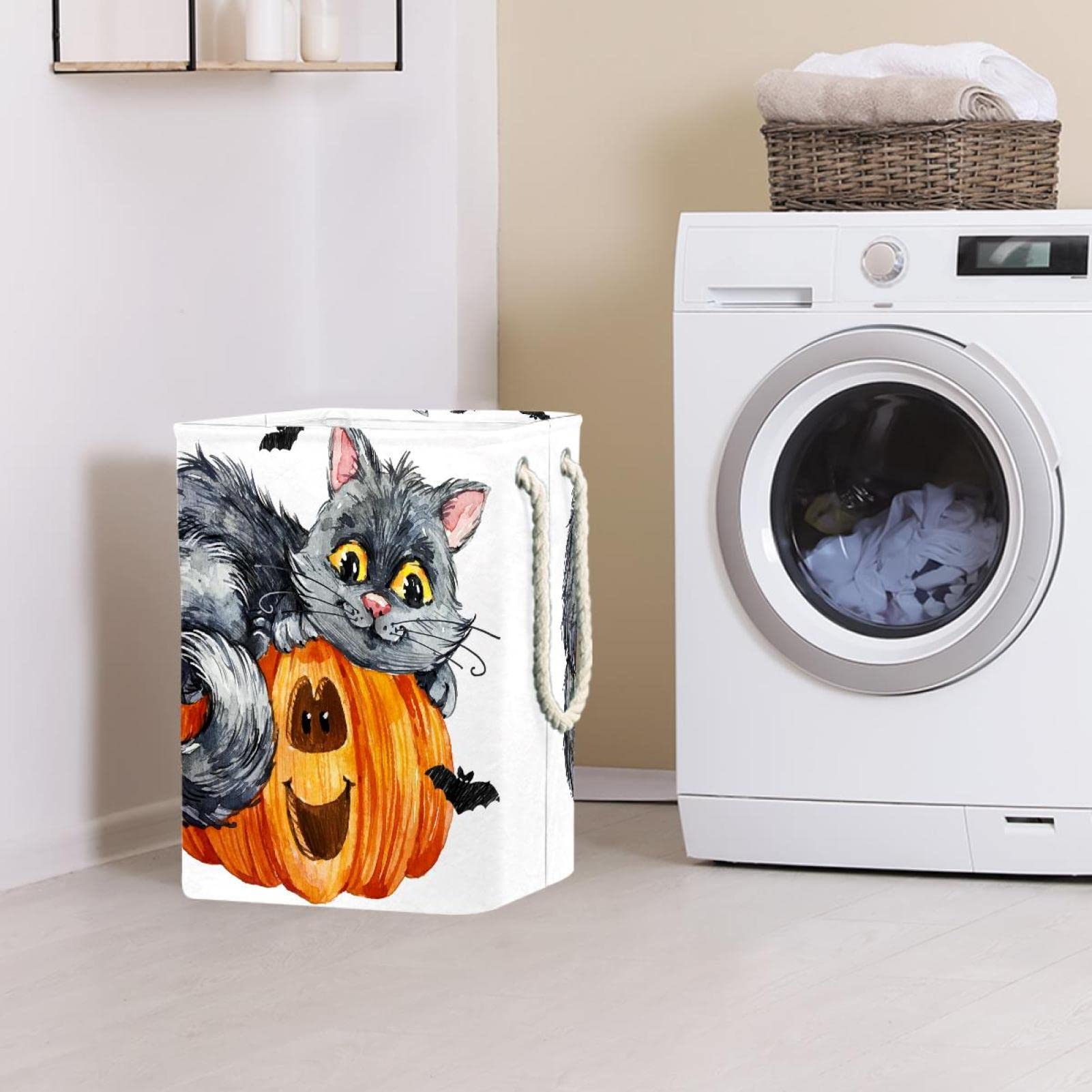 Katzenkürbis, großer Wäschekorb mit robustem Griff, Aufbewahrungskorb für schmutzige Kleidung für Schlafzimmer, Badezimmer, Studentenwohnheim