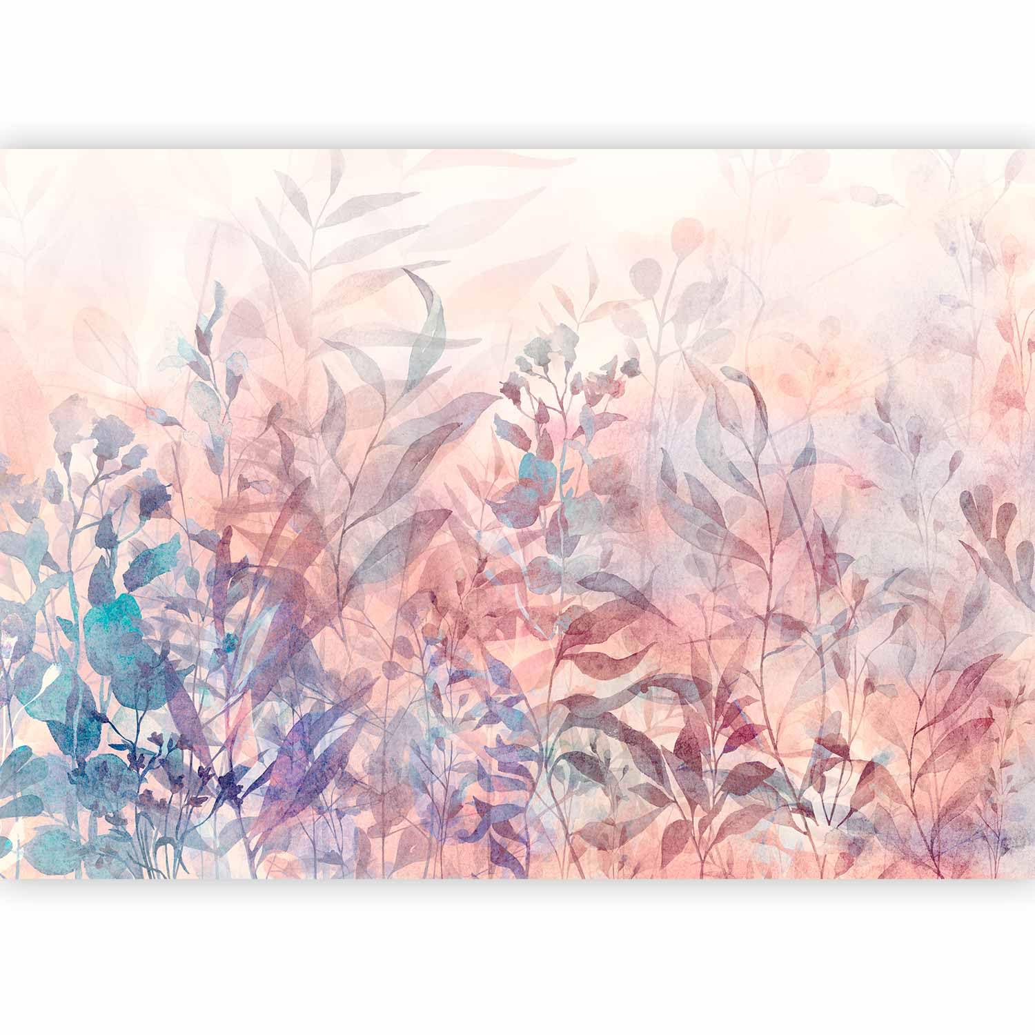 murando Photo Wallpaper Leaves 200x140 cm / 78.7" x 55.1" Non-Woven Premium Art Print Fleece Wall Mural Decoration Poster Picture Design Modern Nature Plants Meadow Grass Pink Abstract b-A-0880-a-c โ image 1