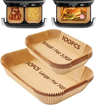 Air Fryer Liners Disposable Airfryer Liners Parchment Paper 150Pcs | Air Fryer Liners Air Fryer Parchment Paper Liners Air Fryer Paper Liners for Dz071 7Qt&Instant 9Qt Dualzone Flex Basket