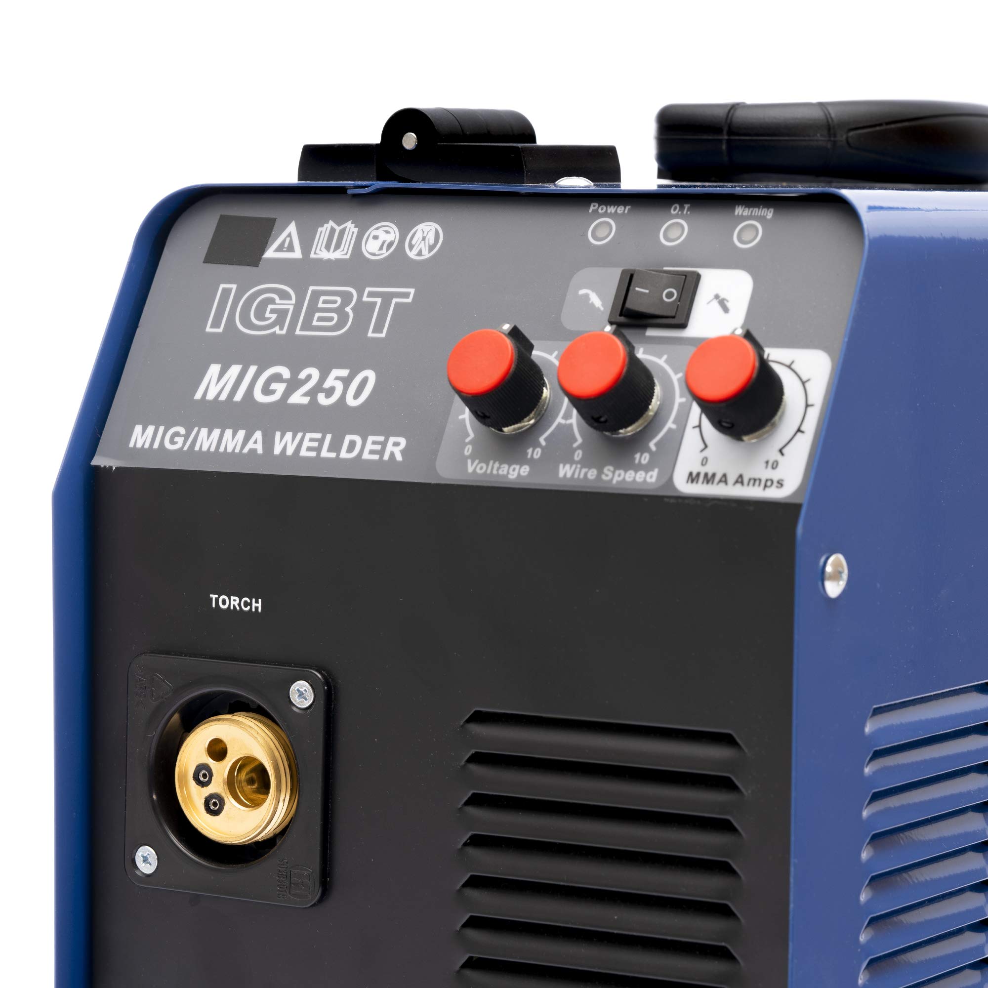 IPOTOOLS MIG-250 Saldatrice MIG MAG - Saldatrice MIG con IGBT 250A 230V, Saldatrice a elettrodo MMA Flux 3 in 1, Saldatrice portatile, 7 anni di garanzia