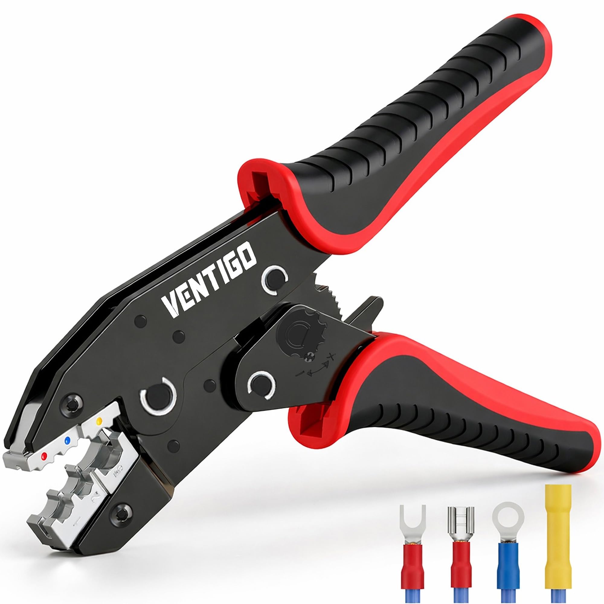 Pinza crimpatrice autoregolante per cavi da 10 a 24 AWG, pinza spelafili automatica resistente e strumento di crimpatura per elettricisti